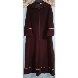 Rutledge Medium Brown Vintage 70s Classic Lounge Sleep Mumu Zip Robe